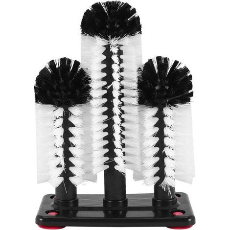 Laveur De Verre 3 Brosse Brosses À Laver En Avec Base D'Aspiration Nettoyant Bar Pour Bar, Cuisines, Verres Vin Rouge, Tasse (1/4)