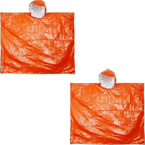 Impermeable portátil de primeros auxilios para uso en exteriores, impermeable de emergencia multifuncional para senderismo, 2 unidades (naranja)