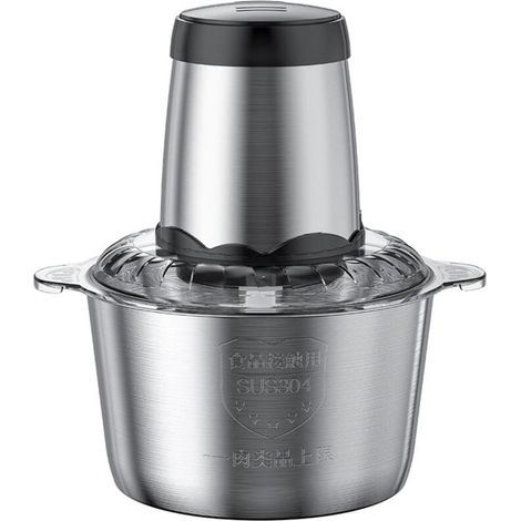 Hachoir électrique avec bol en acier inoxydable de 3 L, hachoir à viande de 300 W, hachez rapidement et facilement la viande, les oignons, les herbes et les fruits secs (1/4)
