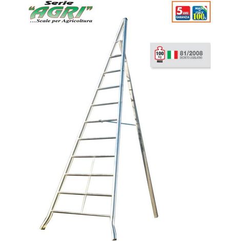 Scala Triangolare Agri In Alluminio D.Lgs. 81/08 - 6 gr. cm.250h. Kg.5,70 (AG250)