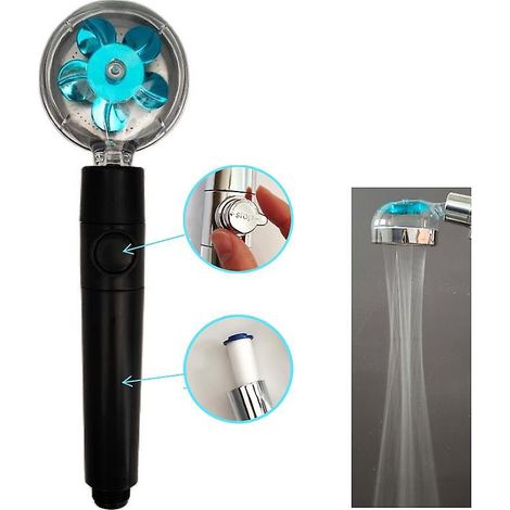 Nouveau pommeau de douche avec hélice turbo rotative à 360°, petit ventilateur, jet haute pression et fonction pluie, pour une utilisation à main. Idea-AquaForge