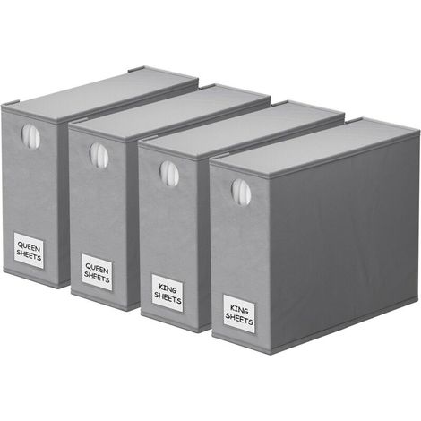 Set mit 4 faltbaren Laken-Organizern mit Sichtfenster, grau (1/4)