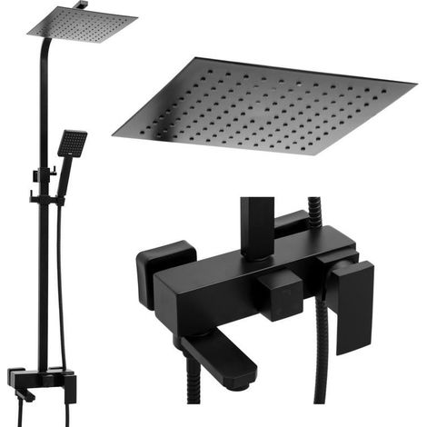 Set de Ducha - Cuadrado - con Grifo Bañera - y Ducha Rain 25cm - Negro (1/5)
