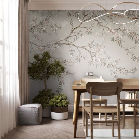 Papier peint panoramique Blossom Trail 300 x 280cm Beige, marron, vert grisé (1/5)
