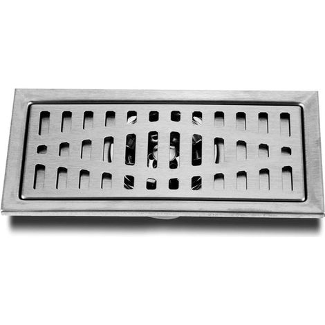 Siphon de sol rectangulaire en acier renforcé, 20 x 10 cm, antirouille, pour douche et cuisine (1/5)
