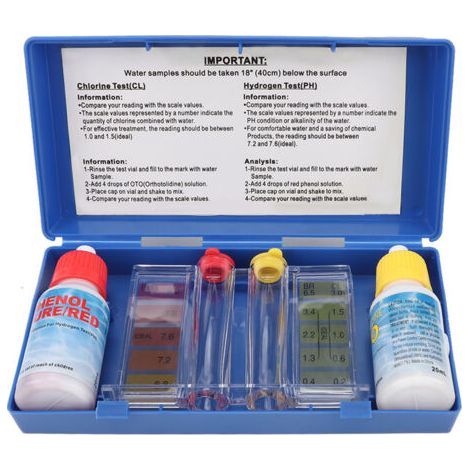 Swimming Pool Water Test Kit, Portable PH Test Box, Swimming Grade Chlorine, Outdoor Hot Tub Chemicals, Bromine (1/5)