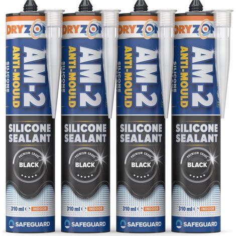 Dryzone Anti-Mould Silicone Sealant Black 310ml x 4 Pack