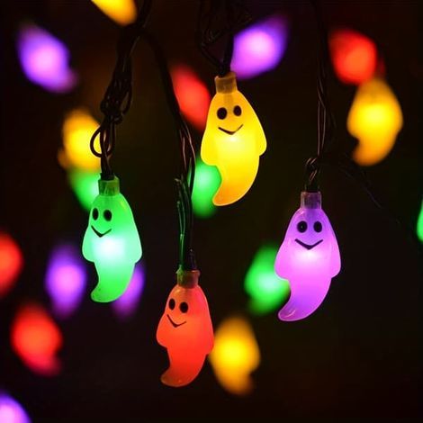 Guirlande lumineuse LED 3M 20 lumières fantôme coloré pour décoration d'Halloween (version à piles) (1/5)