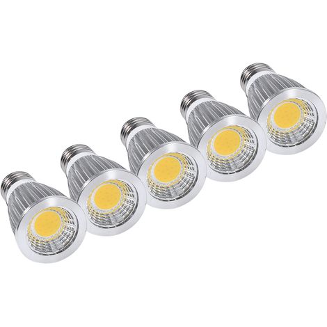 Spot Led E27 - 7 W - Blanc Chaud - Technologie Cob - Pour Éclairage Intérieur - Lot De 5
