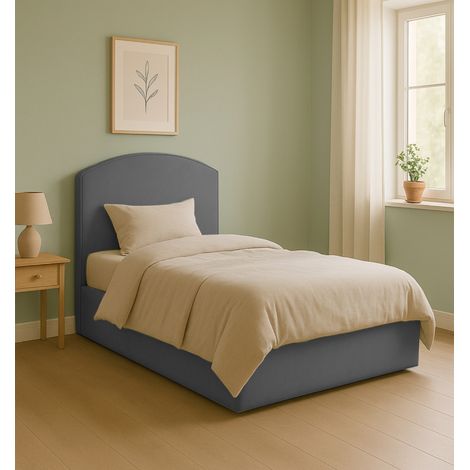 letto una piazza e mezza con contenitore "moon" in tessuto grigio 120x190 cm (1/4)