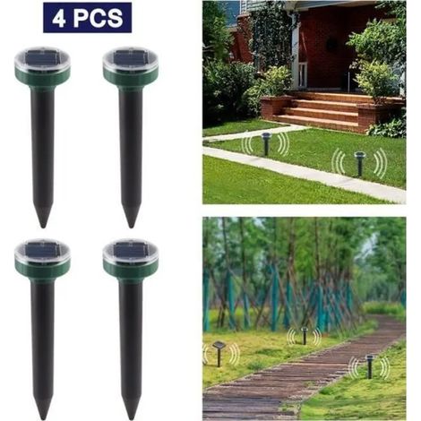 4PCS répulsifs solaires Anti-Taupes répulsif ultrasonique pour extérieur sans Taupes, sans Poison de Vole (1/4)
