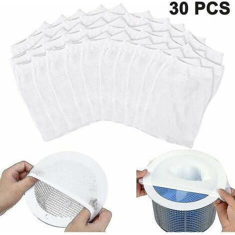 Pair Chaussettes écumeur de piscine 30 pièces – Nylon haute qualité – Réutilisables et lavables – Pour débris fins et feuilles (1/5)