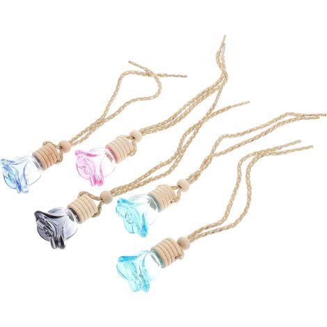 5pcs Porte-parfums Suspendus en Verre Coloré pour Huiles Essentielles et Fragrance, Diffuseur Rechargeable Élégant pour Maison et Voiture Couleur Aléatoire (1/5)