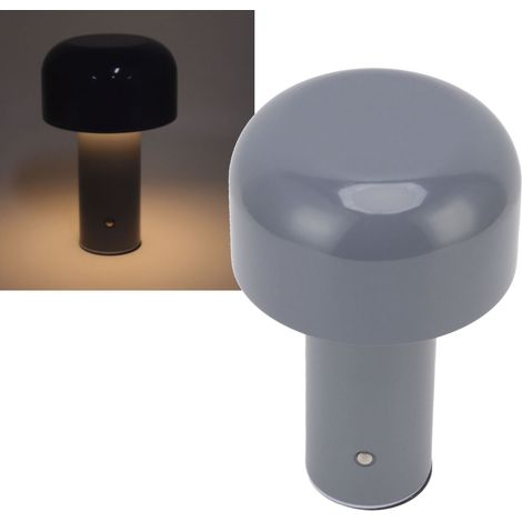 Pilzförmige Touch-Schreibtischlampe für Schlafzimmer, Büro, Ausstellungshalle, 3 Farbtemperaturen, Bar, Restaurant, Arbeitszimmer, USB-aufladbar, grau. (1/5)