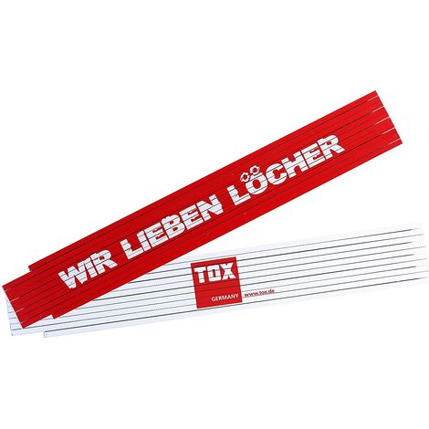 TOX Meterstab, Aufdruck:...wir lieben Löcher, 2 m (1/4)