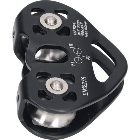 Outdoor-Kletterrollensystem, Aluminiumlegierung in Luftfahrtqualität, zweiachsiges Kletterrollensystem, speziell für den Bergsport, schwarz. (1/4)