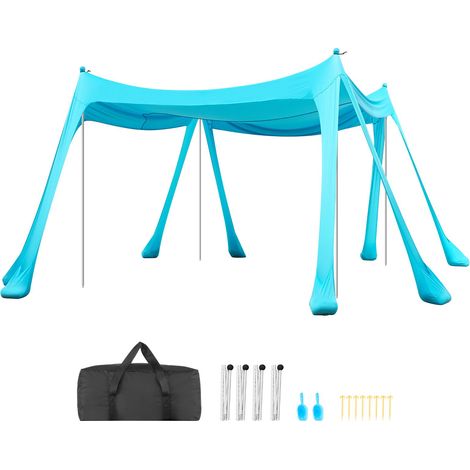 Tente de plage anti-UV UPF50+, 3x3 m, hauteur 2 m, abri parasol pop-up facile à monter, sardines et piquets de stabilisation, pelles incluses, ombrage portable pour sorties familiales, camping, pêche, (1/5)