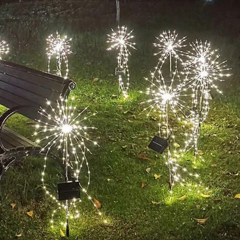 Solarbetriebene LED-Feuerwerkslampe, wasserdicht für den Außenbereich, blinkende Lichterkette für Rasen, Garten, Rasenfläche, Landschaftsgestaltung.