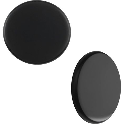 Lot de 2 plaques murales vierges en plastique sans vis - Plaque murale ronde durable auto-adhésive pour trous (noir, 90 mm) (1/5)