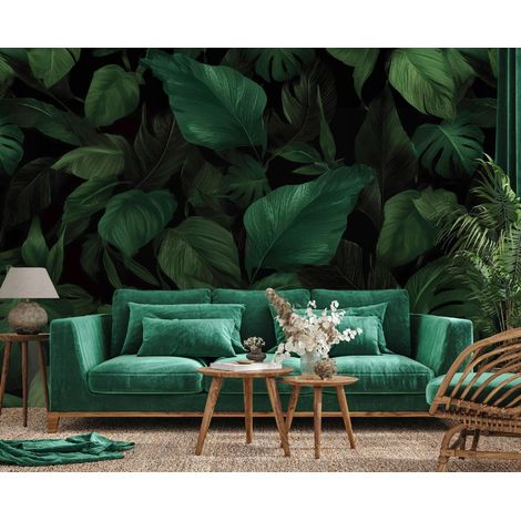 Fototapete Blätter Natur Grün, für Wohnzimmer und Schlafzimmer, 150 x 105 cm – Komplettset inkl. Kleister & Anleitung (1/5)