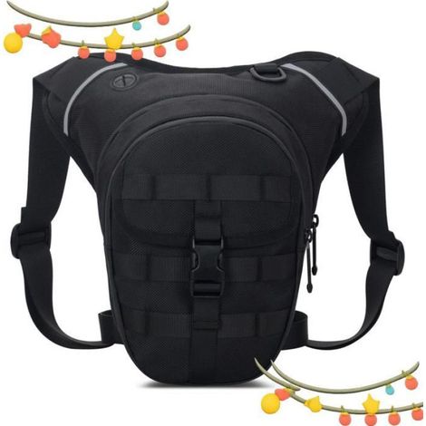 Sac de jambe pour moto Sac de jambe de moto pour hommes femmes voyage en plein air randonnée vélo sac de auto siege Noire (1/5)