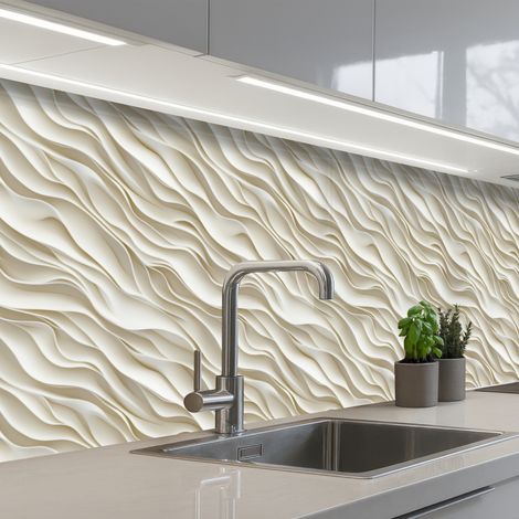 SCHIENALI CUCINA Onde - Bianco - Minimalista 300x80 cm (1/5)