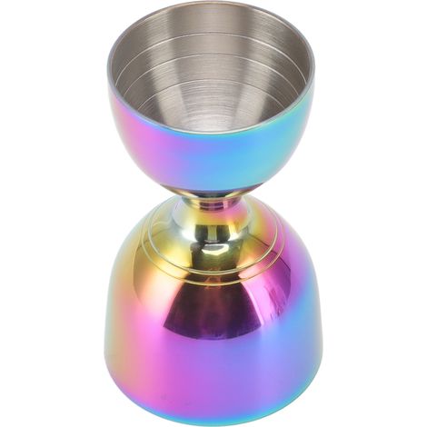 Robuster und hochpräziser Cocktail-Jigger aus Edelstahl mit großer Öffnung (30/60 ml) für Cocktailliköre. Farbig. (1/5)