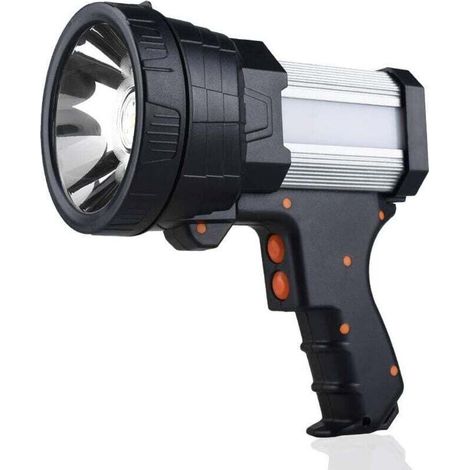 Projecteur rechargeable, super lumineux, 6000 lumens, lampe de poche LED, 10 000 mAh, longue durée, grande lampe de poche, projecteur et lampe de poche de camping