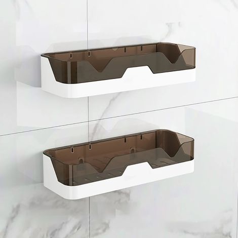 Étagère murale de douche, panier de douche auto-adhésif avec installation sans outil, améliorez votre espace organisé pour la salle de bain, la cuisine, la chambre (2 pièces) (1/5)