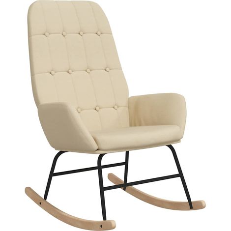 Maison Exclusive - Schaukelstuhl Creme Stoff (1/5)