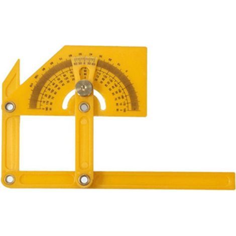 Transportador de ángulos, herramienta de medición precisa para carpintería, de 0° a 180°, regla medidora de ángulos para exteriores/interiores, herramienta de carpintería de plástico, color amarillo. (1/4)