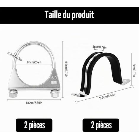 Galvanized Steel Exhaust Pipe U Clamp with Nut Plate for Pipe Fittings (1/4)