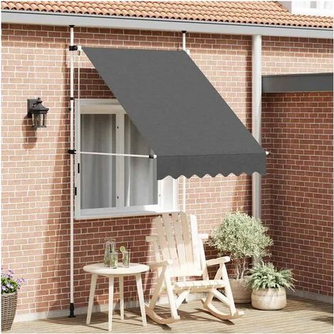 Store banne manuel rétractable de 150 cm, gris anthracite (1/5)