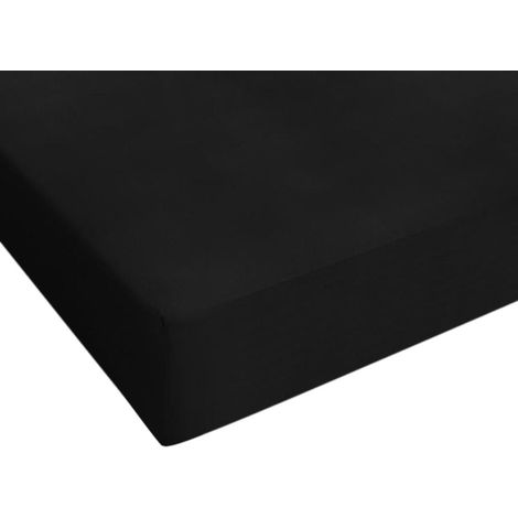 Drap-housse Jersey noir 80/90/100x200cm (1/3)