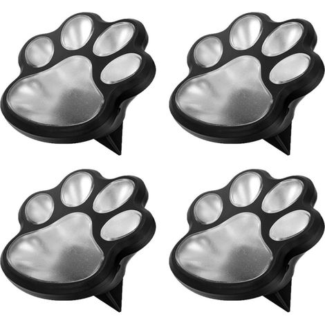 Lot de 4 lampes solaires au sol, motif empreintes de pattes, ensemble d'éclairage extérieur pour allée, pelouse, cour (lumière chaude) (1/5)