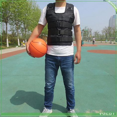 Gilet lesté - FAFEICY - Réglable - 50 kg max - 12 pochettes - Oxford noir (1/5)