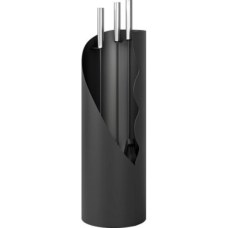 Ensemble d'outils de cheminée en métal 4 pièces comprenant balai, pelle, tisonnier et seau, 20 x 20 x 65 cm, argent (1/5)