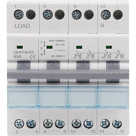 Transfer Switch 4P 63A 400V AC Manual Source Inverter, Dual Power DIN Rail Manual Disconnector, Manual Switch, Disconnector (1/5)