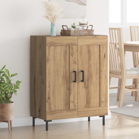 Buffet 2 portes, 3 étagères, bois d’ingénierie, chêne artisanal, 69,5 x 34 x 90 cm - PANGIVO (1/5)