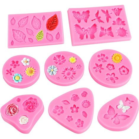 8 PCS Moule Silicone Fleur Rose 3d Moule Silicone Resine Epoxy Fleur Rose Moules à Gâteau en Silicone Antiadhésifs Moule en Silicone en Forme de Rose pour Fudge Chocolat (1/5)