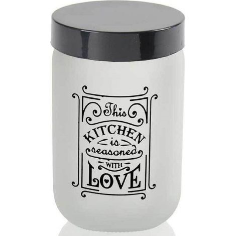 Trade Shop - Glas Container Weiß Glas Liebe Modern Satin Satin 660ml 14x9cm 833458 - (1/3)