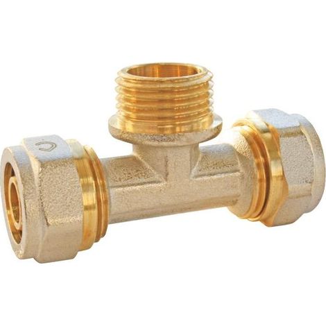 Té mâle à compression pour tube Multicouche Ø16mm - mâle au centre 15/21 (1/2") (1/2)