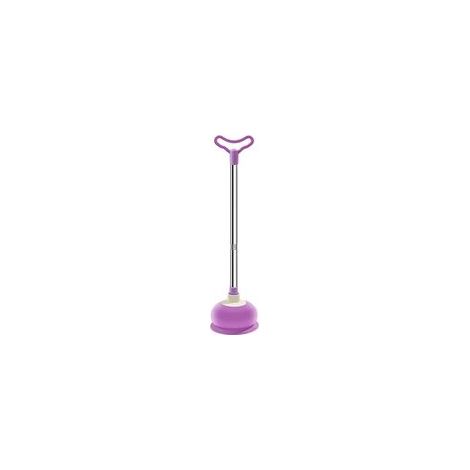 Gummi-Toilettenpömpel, Toilettenbecher, Toilettenpömpel mit langem Griff, Zubehör für die Reinigung von Badezimmertoiletten (lila [abnehmbarer Stiel]) - Crezuo