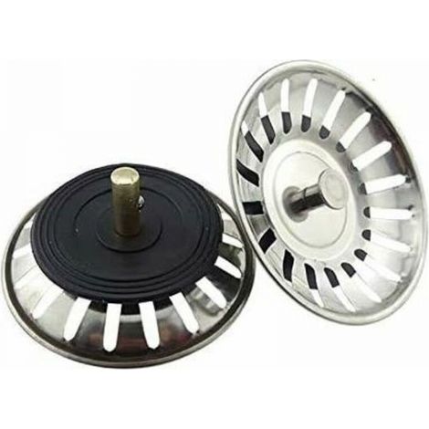 2PCS Bonde à panier universelle 8 cm Filtre à Évier de Cuisine en Acier Inoxydable Filtre Bouchon d'Évier à Double Couche Égouttoir Dévier pour Cuisine et Salle de Bain (1/5)