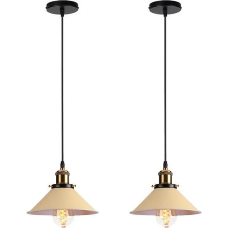 U-Do 2Pcs Suspension Luminaire illuminé Vintage Lustre Cage en Métal Jaune Clair 22cm Lampe Exquise pour Chambre Couloir Entrée (1/4)