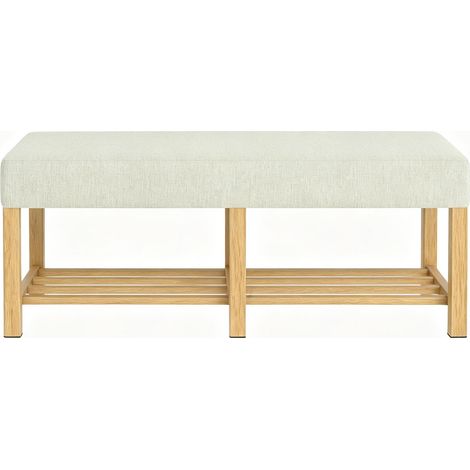 Schuhbank mit gepolsterter Sitzfläche und Ablage aus Holz 120 x 44 x 48 cm Beige MODENUIT (1/5)