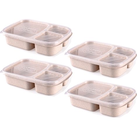 Boîte À Repas - 3 Compartiments - En PP Sans BPA - Adaptée Micro-ondes Congélateur Lave-vaisselle - Pour Enfants Et Adultes - 1 Pièce (1/5)
