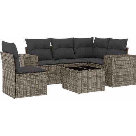 Maison Exclusive - Set de muebles de jardín 6 pzas y cojines ratá (1/5)