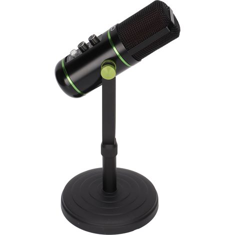 Microphone USB avec monitoring en temps réel, retour oreille, antichoc, compatible bureau, avec lampe de niveau colorée, microphone de jeu