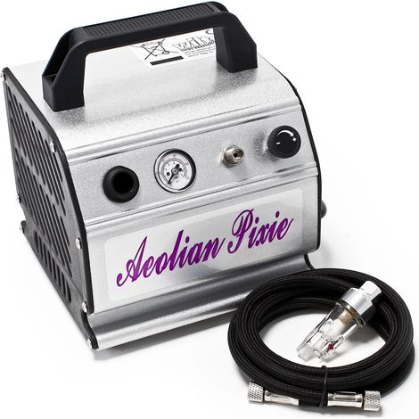 Wiltec Compresseur à membrane Aérographe Airbrush AS176 – Monocylindrique, portatif, silencieux – 3 bar – Diaphragme – Sans huile – Pour aérographie, modélisme, manucure, tatouage